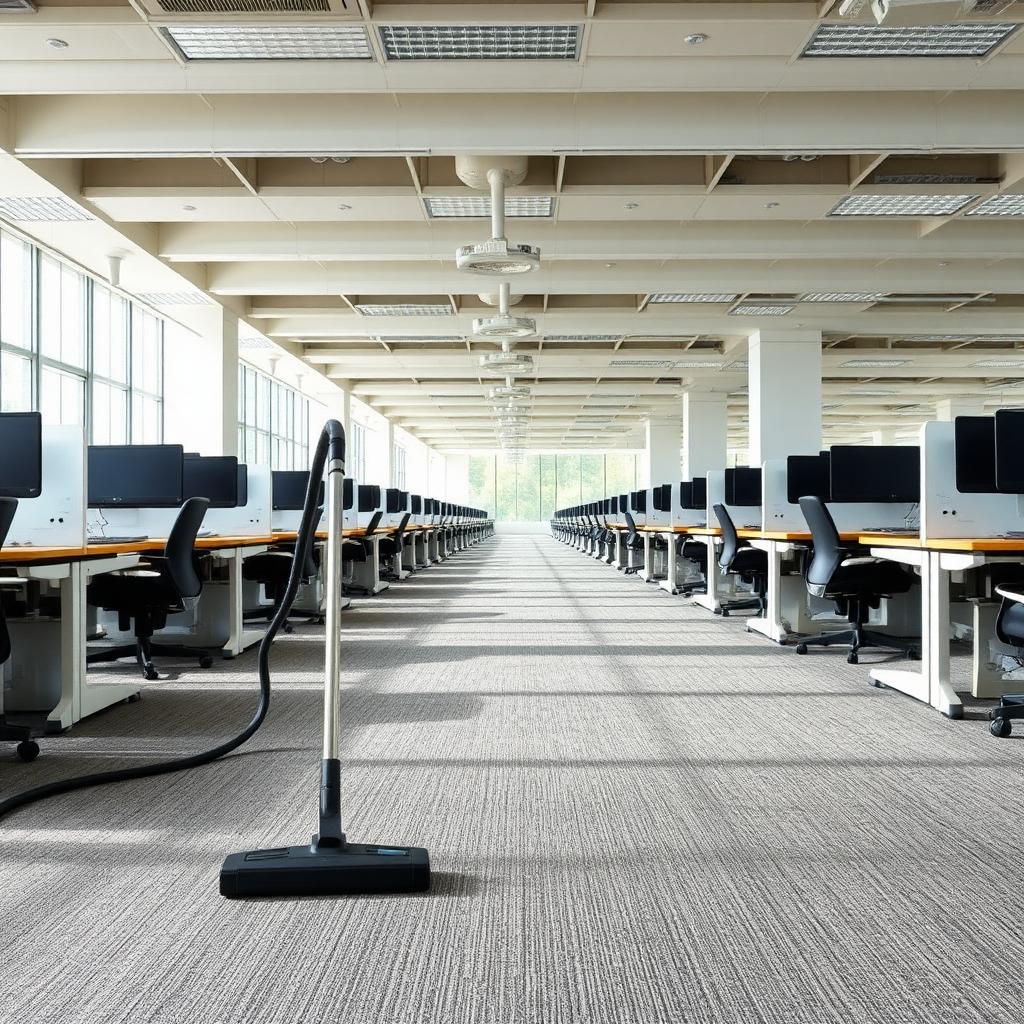 Vacuumed carpet in an open plan office